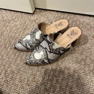 Snakeskin mules